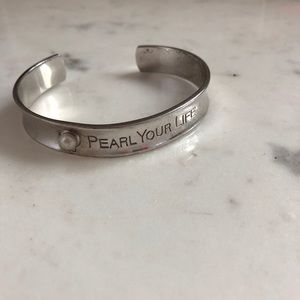 Misaki silver cuff bracelet with pearls